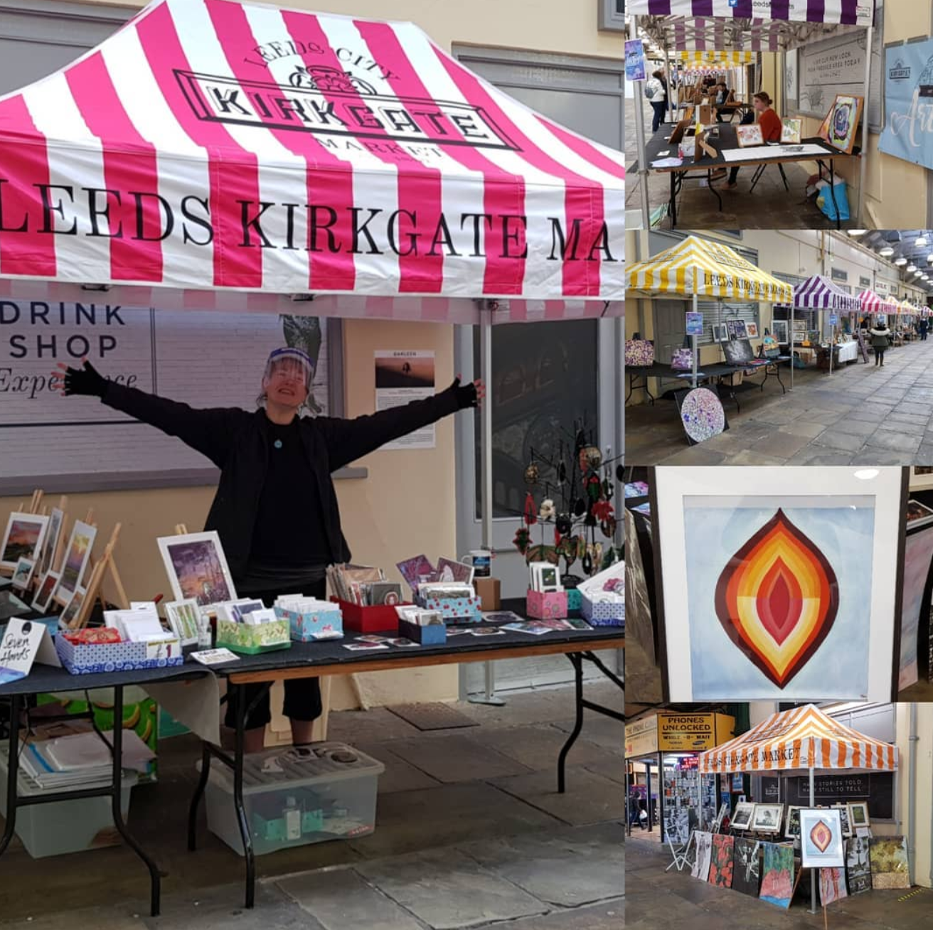 Happy stall owners at Art House Art Fayre AHAF at Leeds City Kirkgate Market