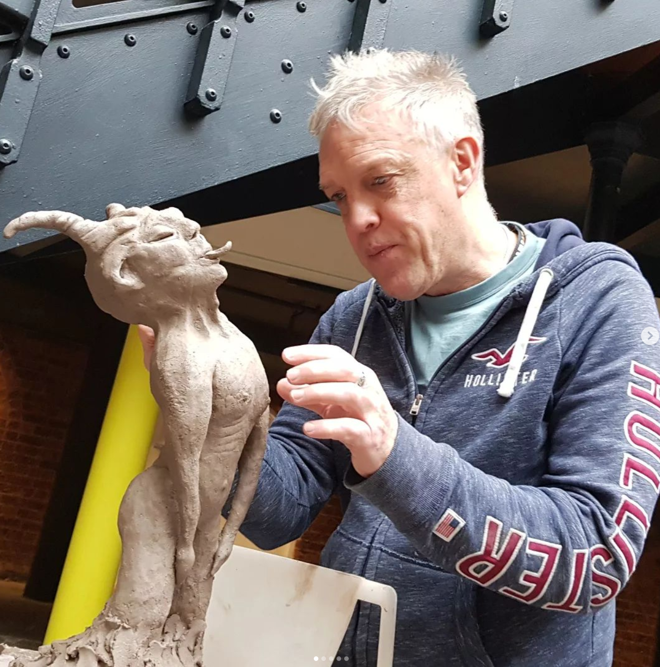 Sculptor Steven Wood at work at Art House Leeds