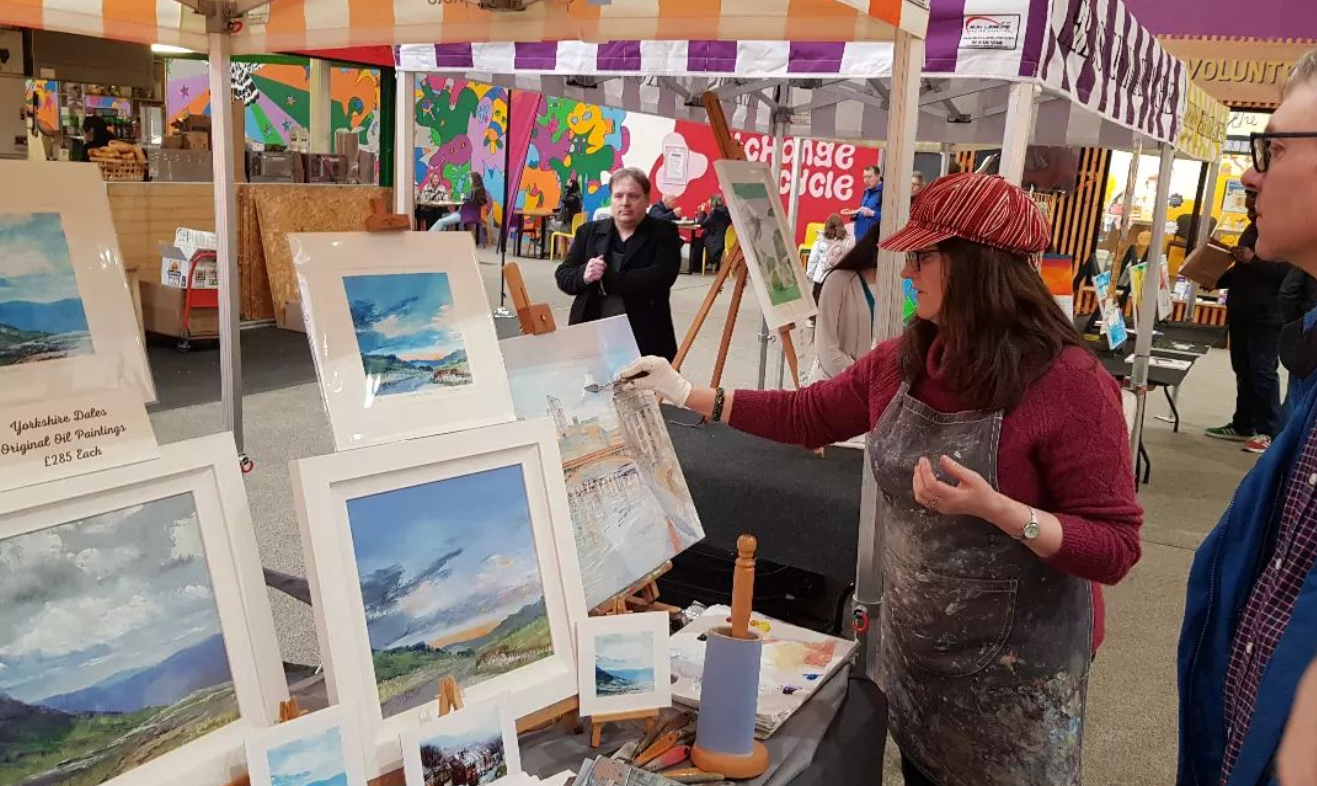 Stall at Art House Leeds Art Fayre AHAF at Leeds City Kirkgate Market